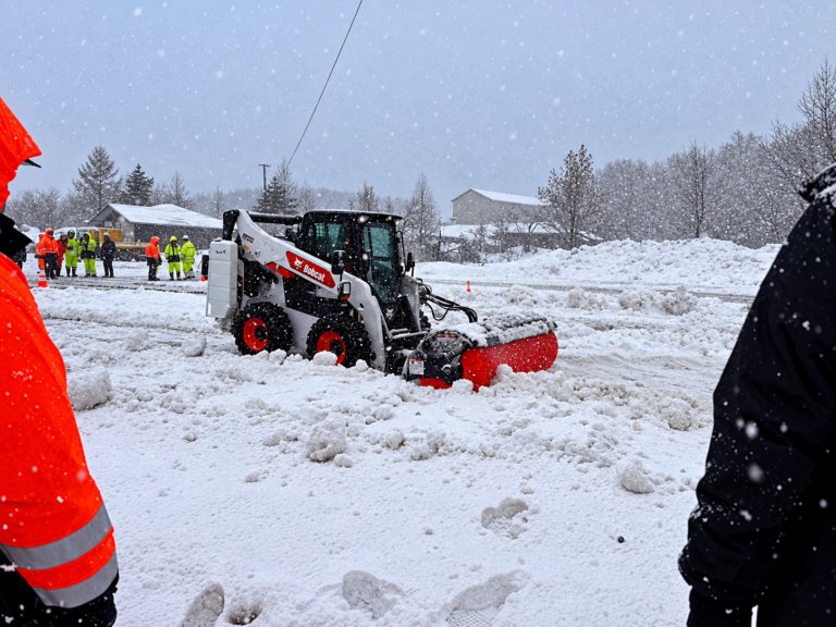 小型除雪機による細部の除雪。